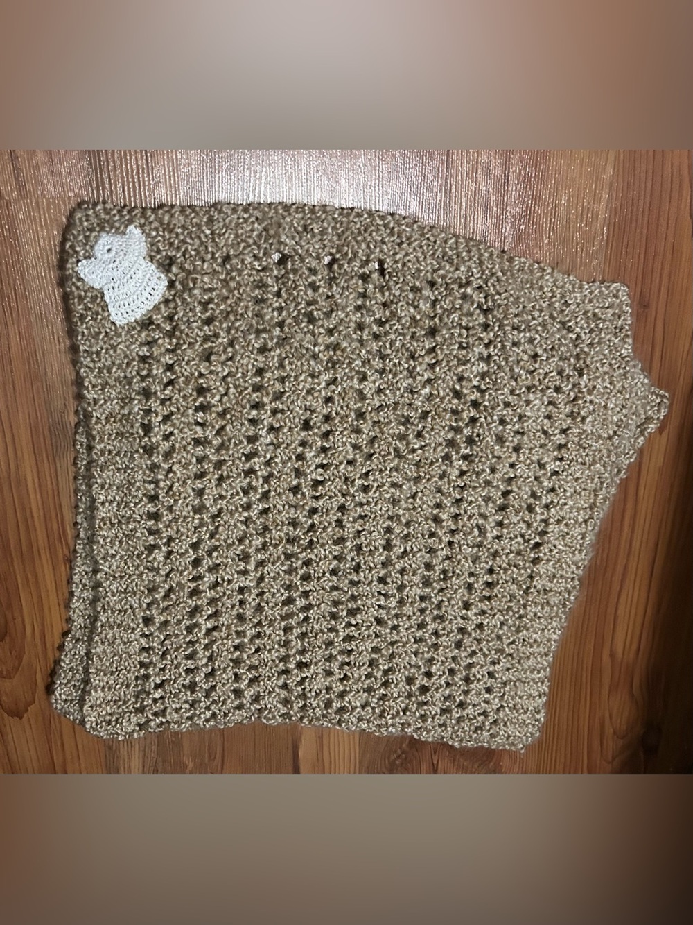 Crochet Knit Scarf in Tan 🧣